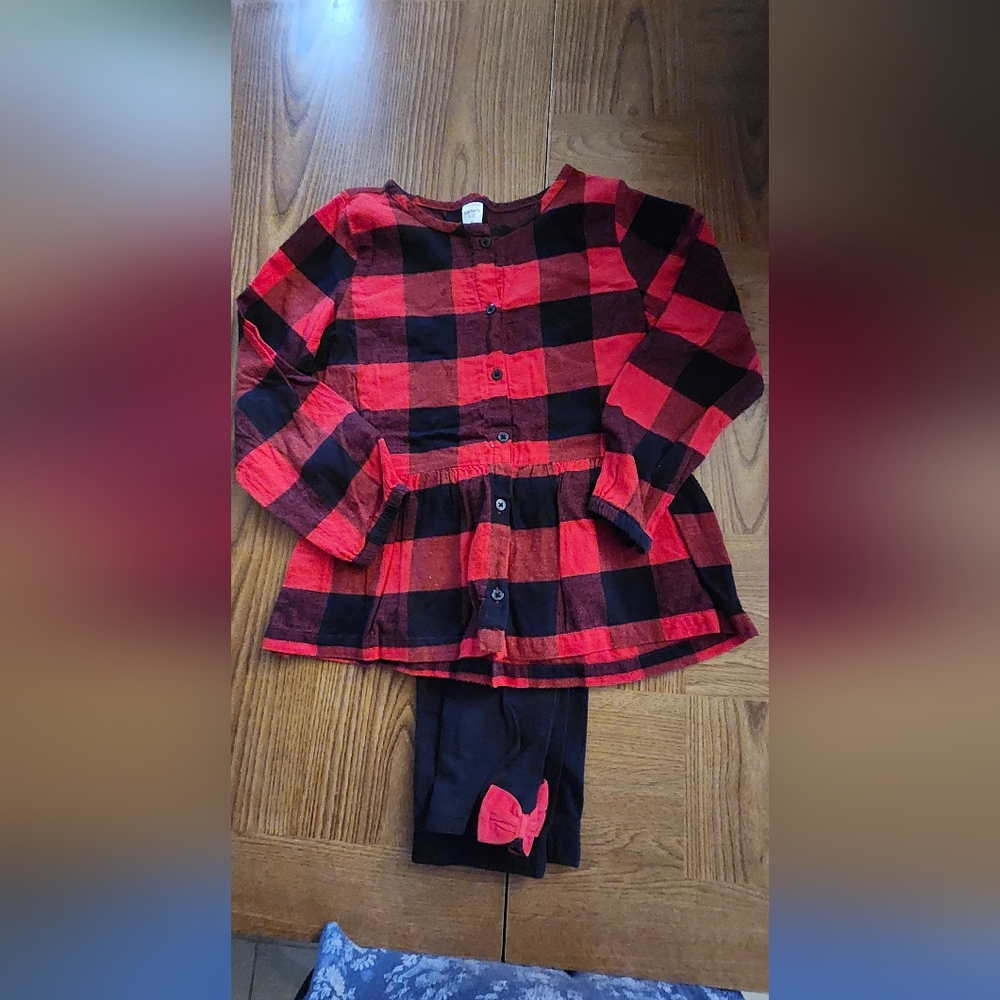 Red and Black Plaid Button-Up Shirt